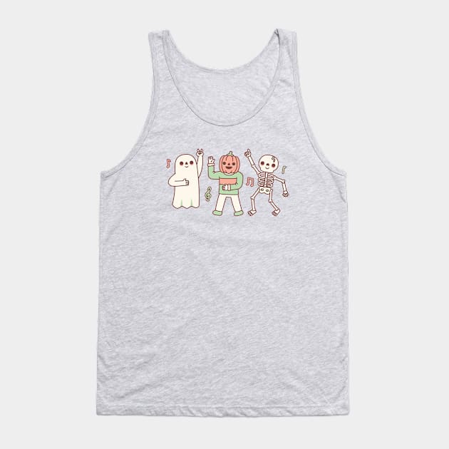 Funny Dancing Ghost, Jack O Lantern And Skeleton Tank Top by rustydoodle